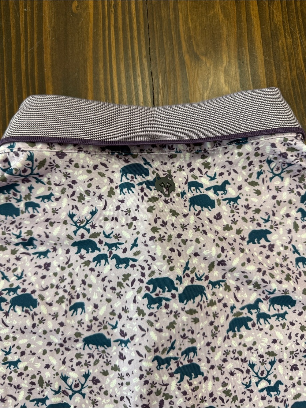 Greyson Animal Pattern Men’s Golf Polo Short Sleeve Size Large Purple Blue - Picture 8 of 9